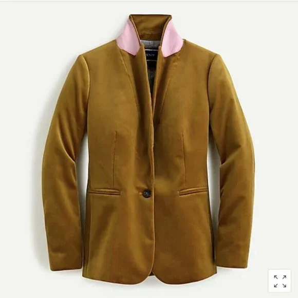 NWT! J.Crew Women's (J8978) Parke Blazer in Velvet (Golden Brandy Gold) - Picture 2 of 7